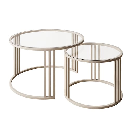 Stolik kawowy LORI 2w1 KASZMIR ze szklanym blatem, przezroczyste szkło