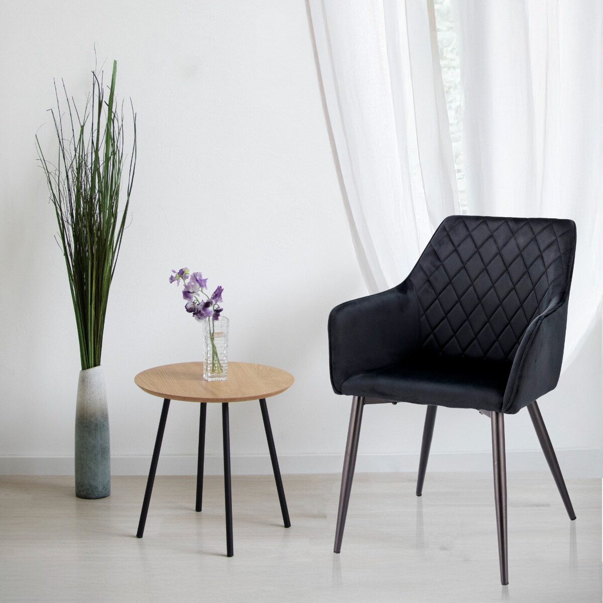 Krzesło welurowe tapicerowane APIS czarne