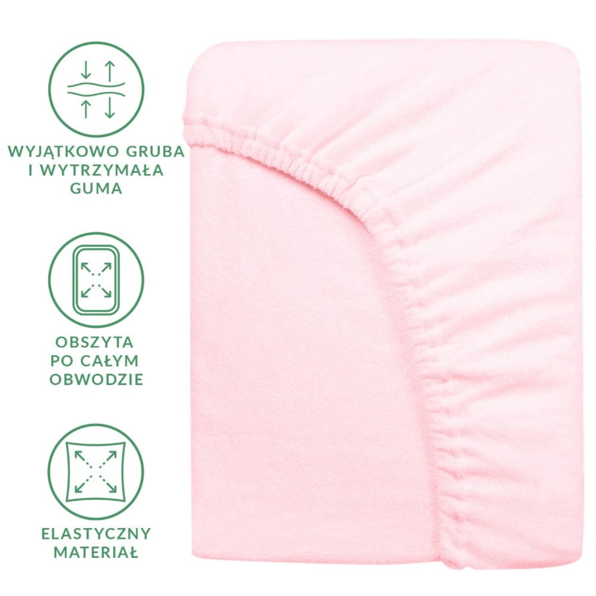 Prześcieradło z bawełny frotte z gumką 90x200 kolor róż kwarcowy