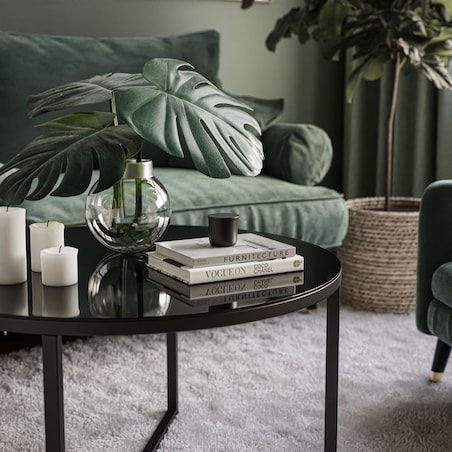 Okrągły stolik kawowy CIRI-X czarne szkło