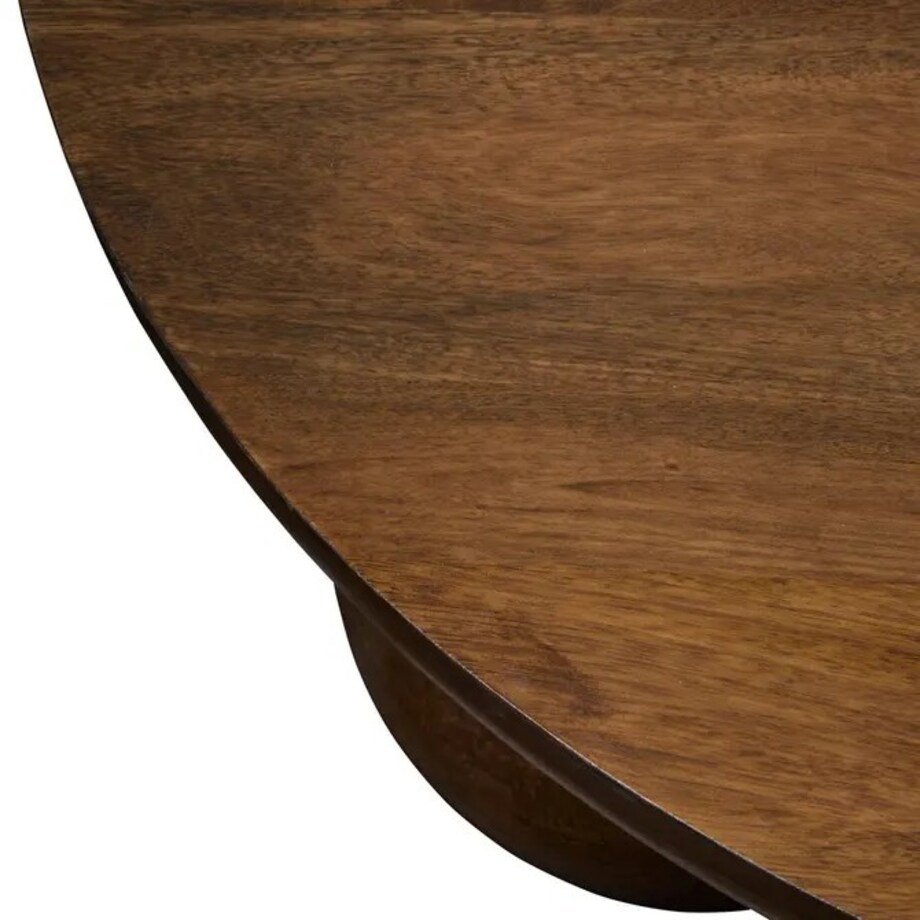 Stolik kawowy z drewna mango, kuliste nogi, brązowy, Abekas, 90 cm