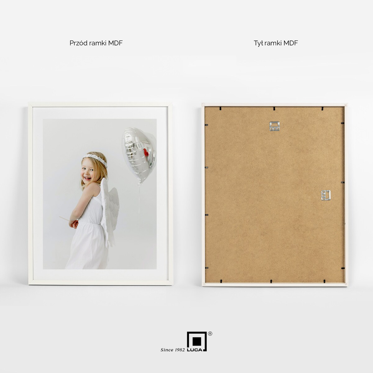 Biała ramka na zdjęcia 40x50 cm wisząca poziom pion rama MDF z plexi klasyczna ramka