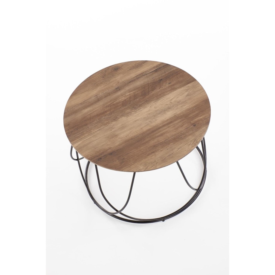 STOLIK KAWOWY Jenna 60x41 cm ORZECHOWY BLAT czarna stal