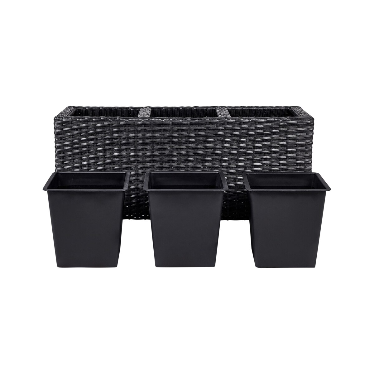 Donica na kółkach z technorattanu czarna BELLIS