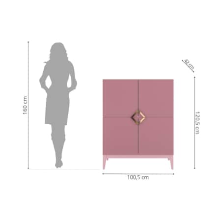 Drewniana komoda Visby DEMI HIGH / kolor pudrowy róż