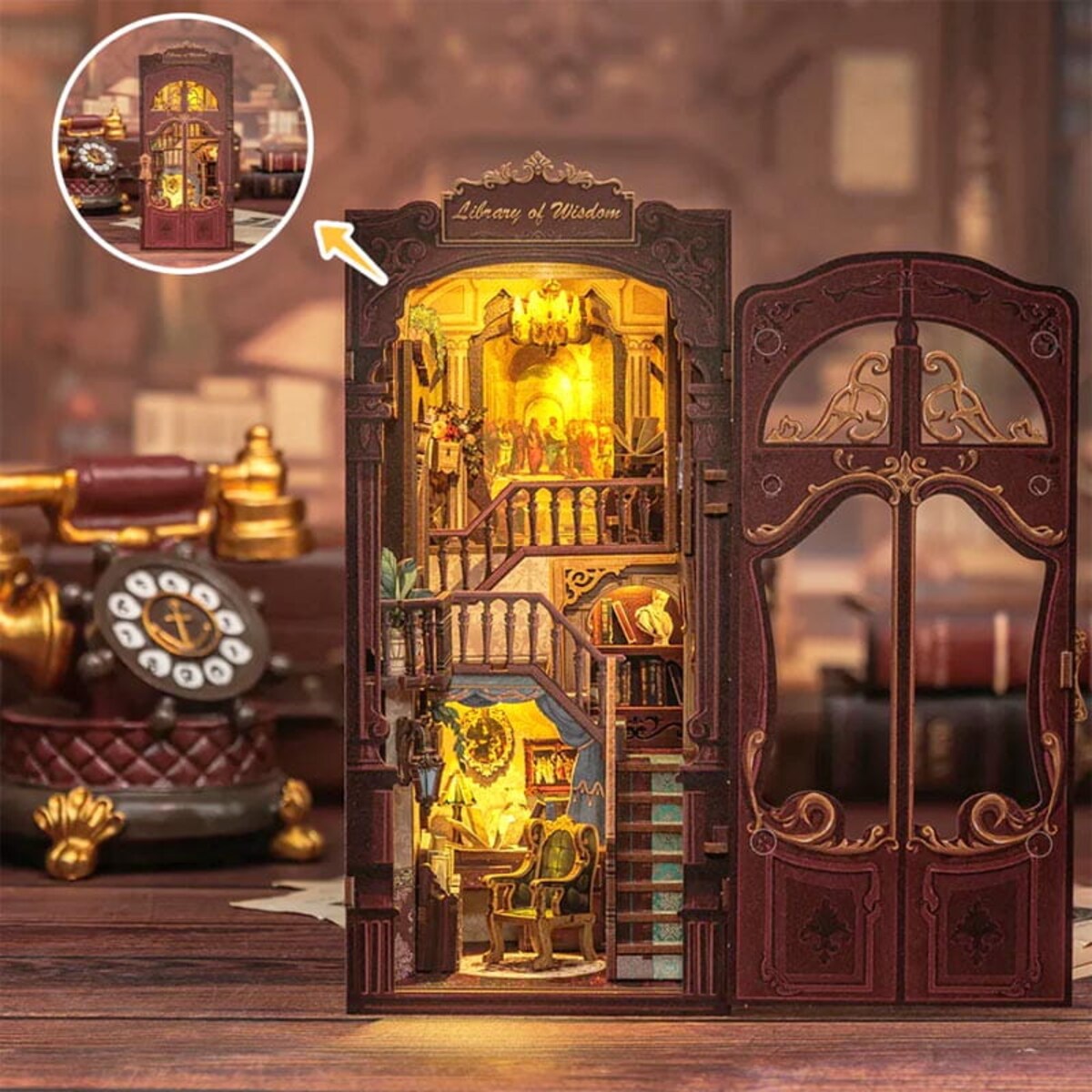 Miniaturowy domek Book Nook - Biblioteka mądrości - CuteBee