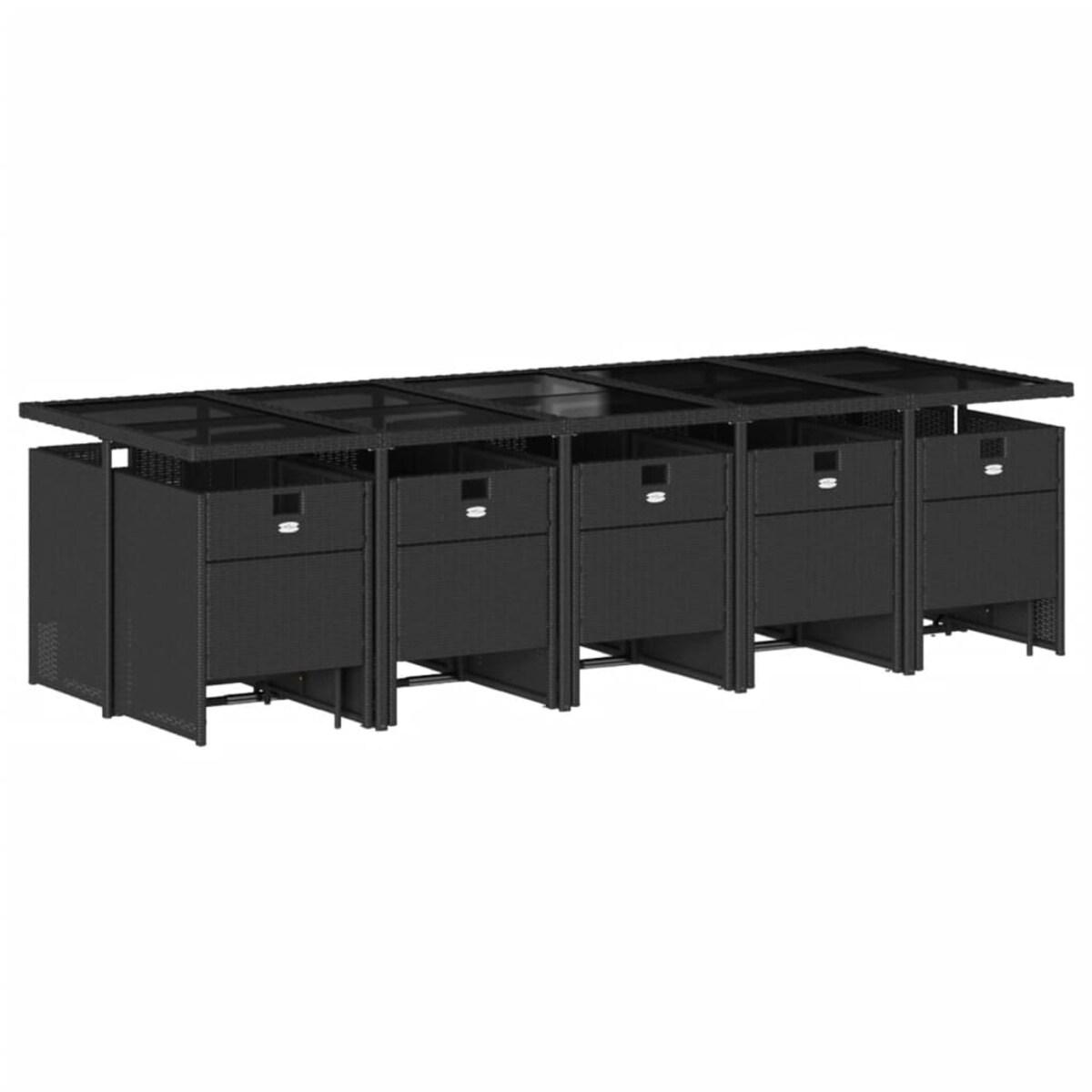 vidaXL 15-cz. zestaw mebli ogrodowych z poduszkami, czarny, rattan PE