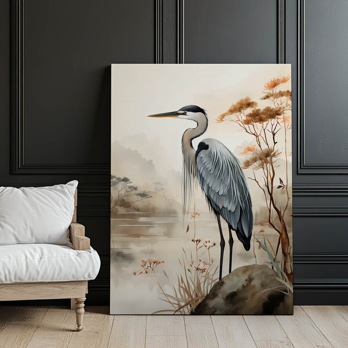 Spacer Nad Mglistym Jeziorem, 50x70 cm, bez ramy, płótno premium na blejtramie