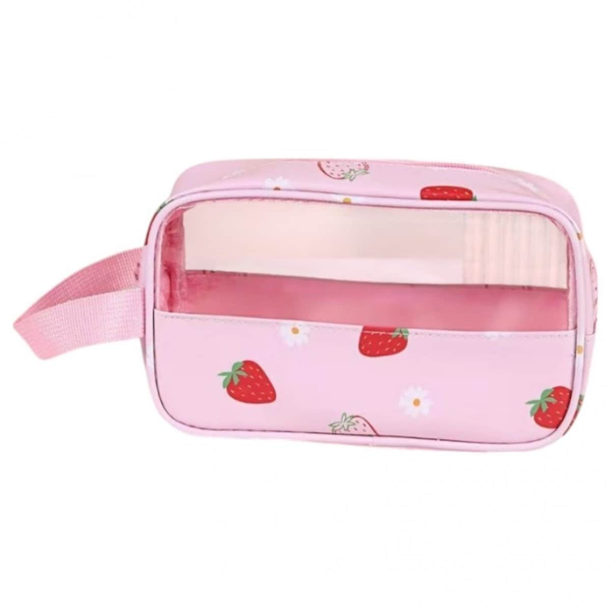 Kosmetyczka rozkładana przenośna kuferek rozmiar S 22x7x13cm TRUSKAWKI KS149