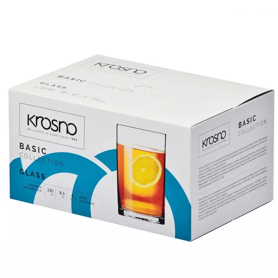 Klasyczne Szklanki do Koszyczków Herbaty Basic Krosno 6 szt 250 ml Proste