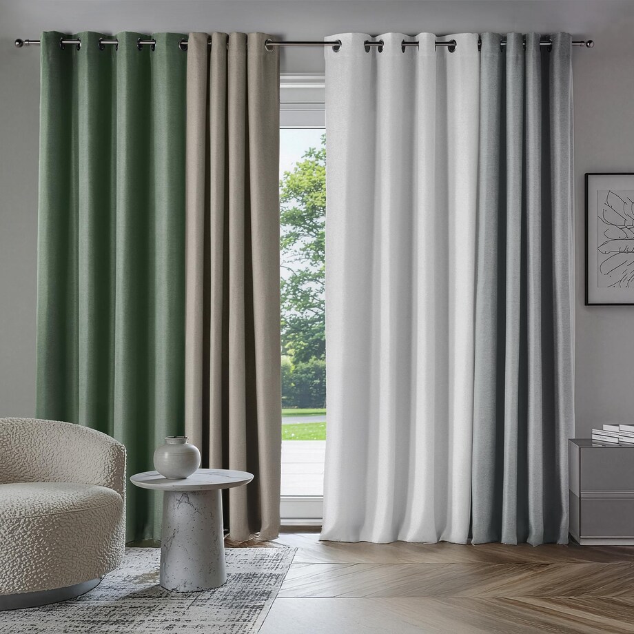 Zasłona na przelotkach CHAMBRAY CHINEA CEDRE, 135 x 240 cm, zaciemniająca