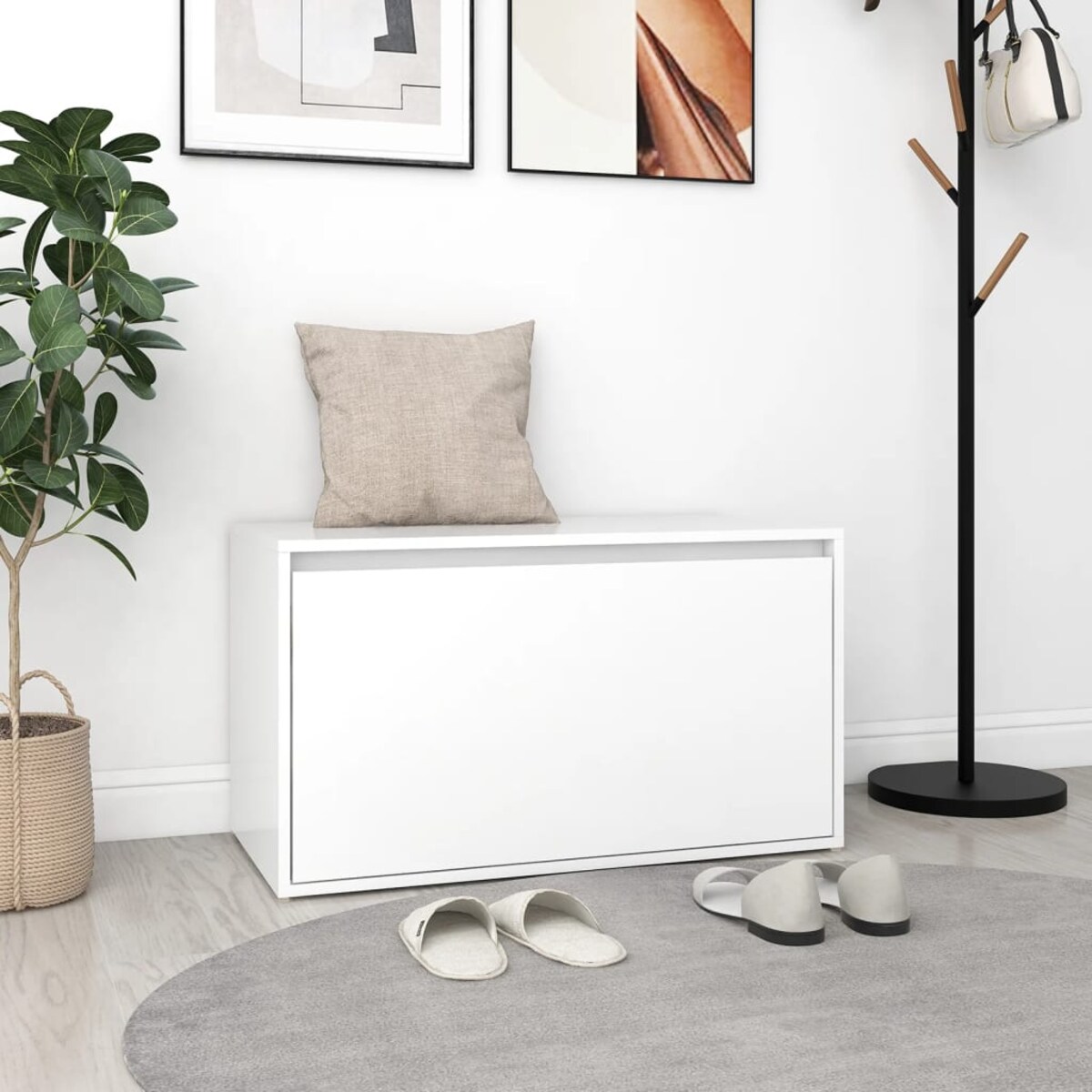 vidaXL Ławka do przedpokoju, biała 80x40x45 cm materiał drewnopochodny
