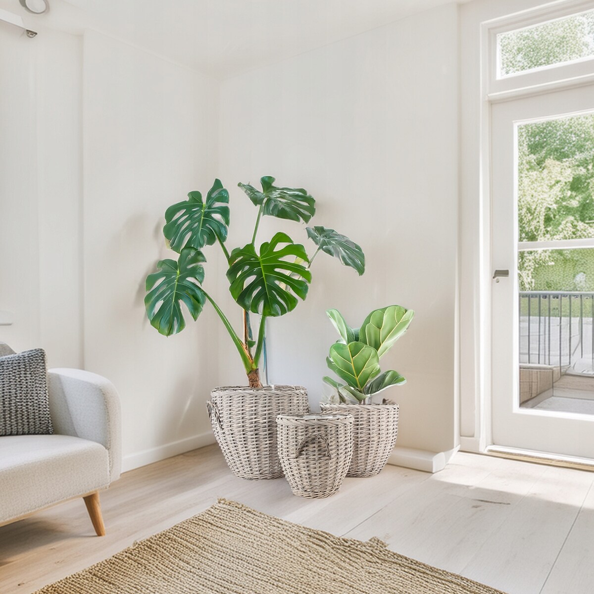 OSŁONKA NA DONICZKĘ WIKLINOWA KOSZ DUŻA 3 szt. do palmy salonu ogrodu domu