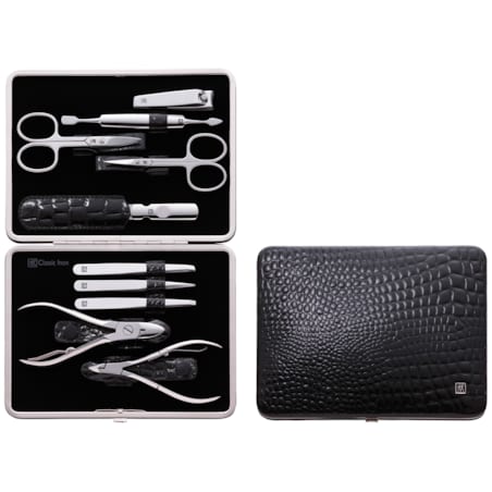 Zestaw do manicure Zwilling Classic Inox – skórzane etui, 10 elementów - Czarny