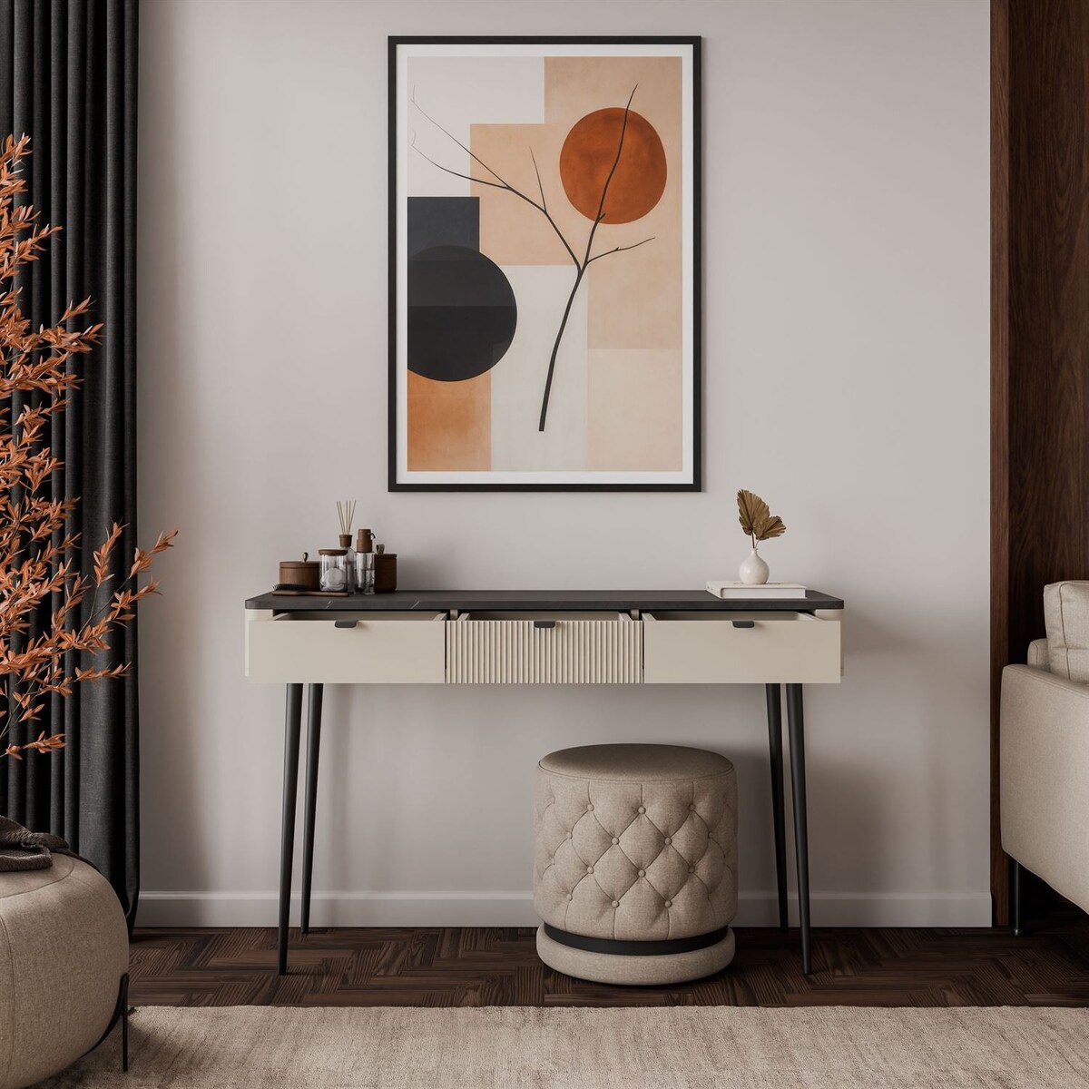 Konsola AUTUMN z szufladami, Kaszmir / Szary Kamień