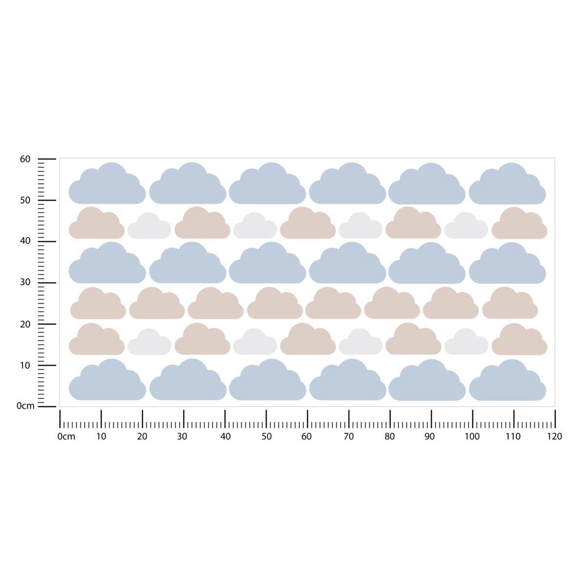 Naklejki Na Ścianę Dla Dzieci Niebieskie Chmurki Beżowe Chmury Boho Zestaw 120x60cm