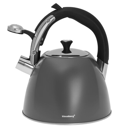 Czajnik stalowy z gwizdkiem 2.2L szary KLAUSBERG