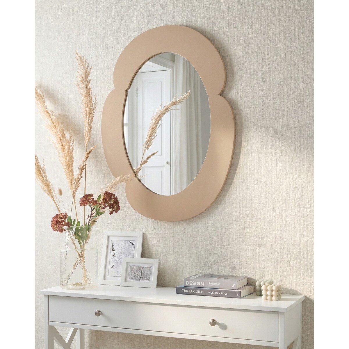 Lustro ścienne ALVENA 60 cm 80 cm Beżowy