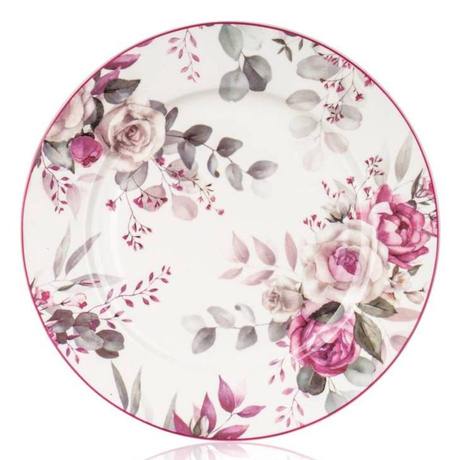 TALERZ DESEROWY w kwiaty róża 19cm na ciasto desery banquet jadalnia