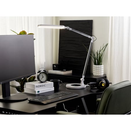 Lampa biurkowa LED metalowa srebrna GRUS