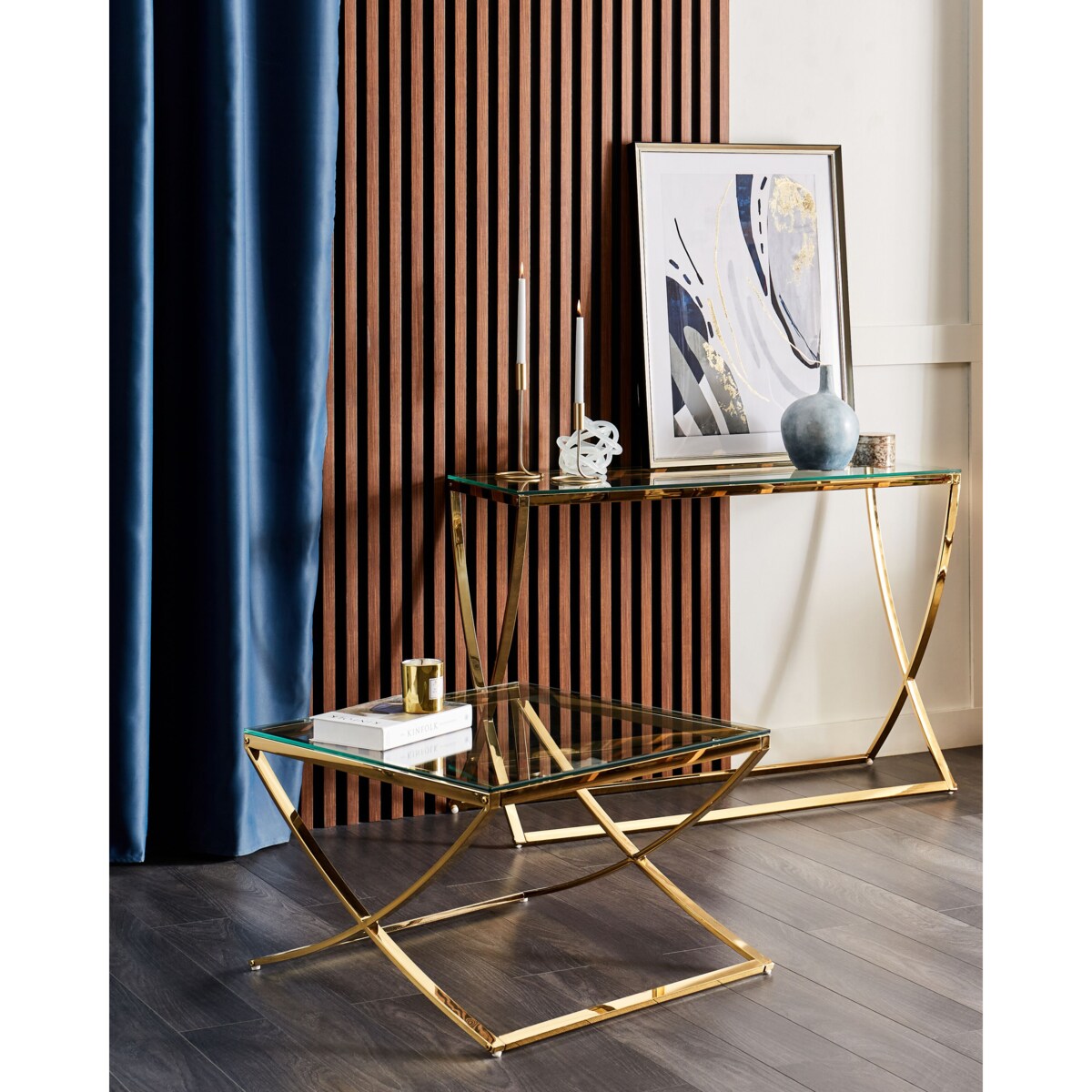 Stolik kawowy RINGGOLD Szkło hartowane Złoty