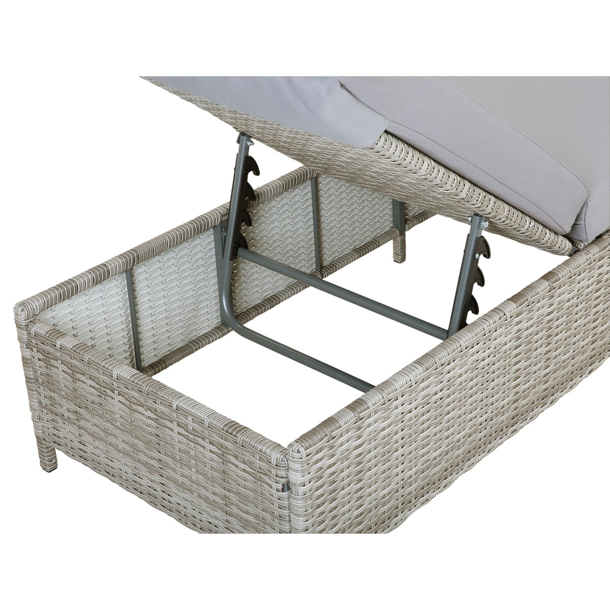 Leżak ogrodowy z poduszką TURIN Rozkładany Technorattan Szary