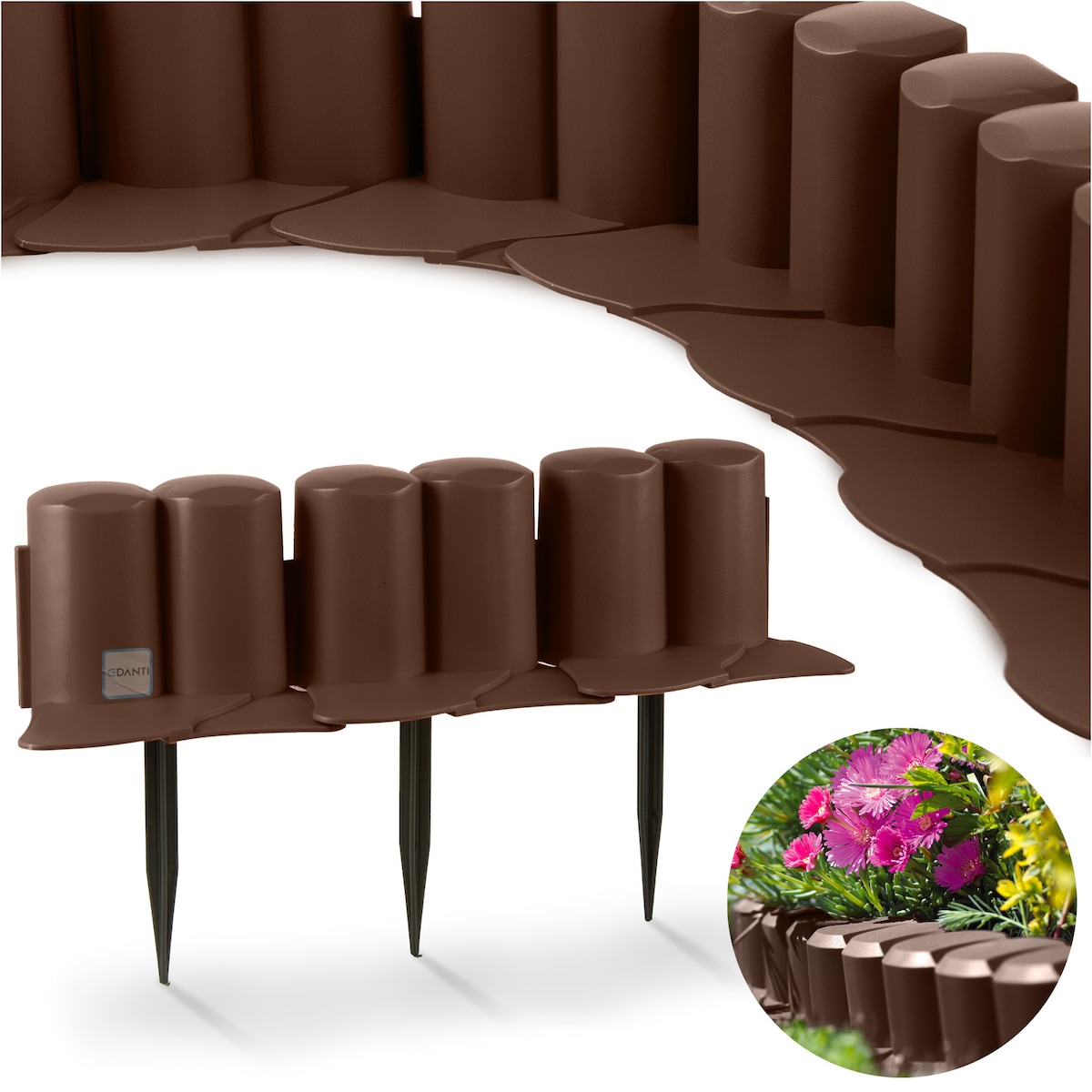 Płotek Ogrodowy 3,02 M Obrzeże Trawnikowe Palisada Brązowy