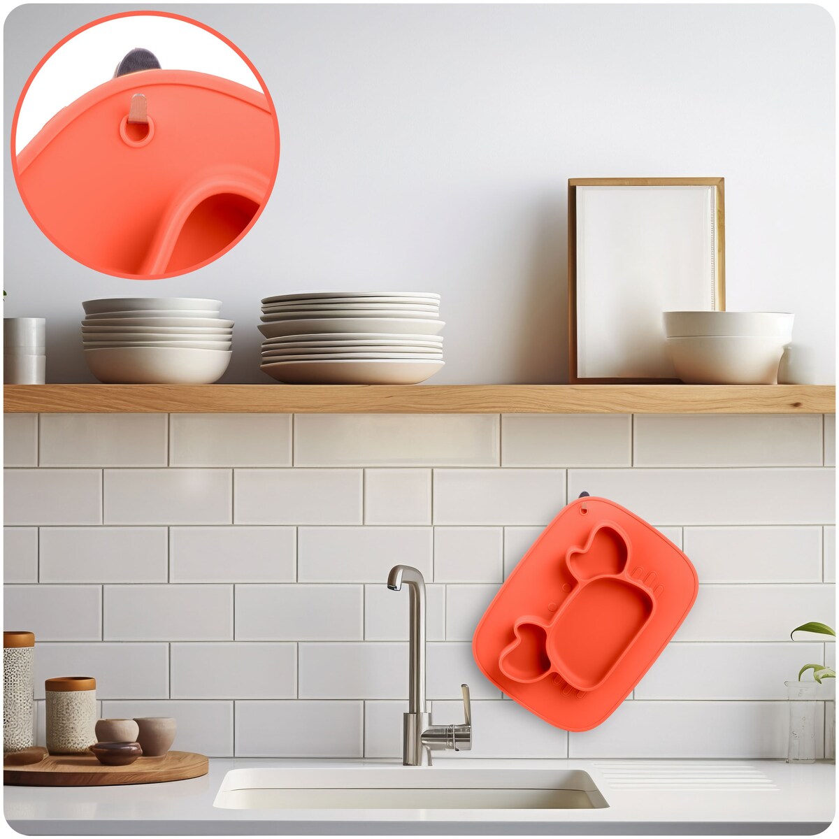 Talerzyk dla dziecka silikonowy do karmienia Krab czerwony Ricokids