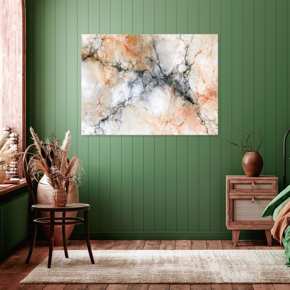 Obraz Do Sypialni Salonu Na Płótnie Marmur Glamour Beżowy 90x60