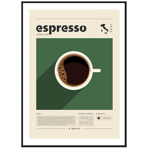 Poster Story, Plakat, Obraz - Kubek Espresso, wymiary 21 x 30 cm
