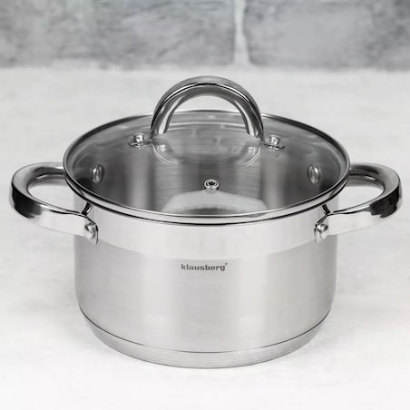 Garnek stalowy z pokrywką indukcja gaz 3.5L 20cm KLAUSBERG