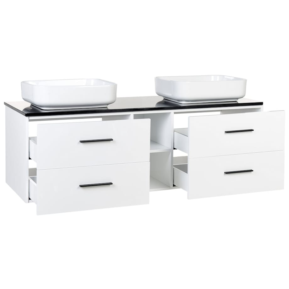 Zestaw mebli łazienkowych z podwójną umywalką i lustrami biały PILAR