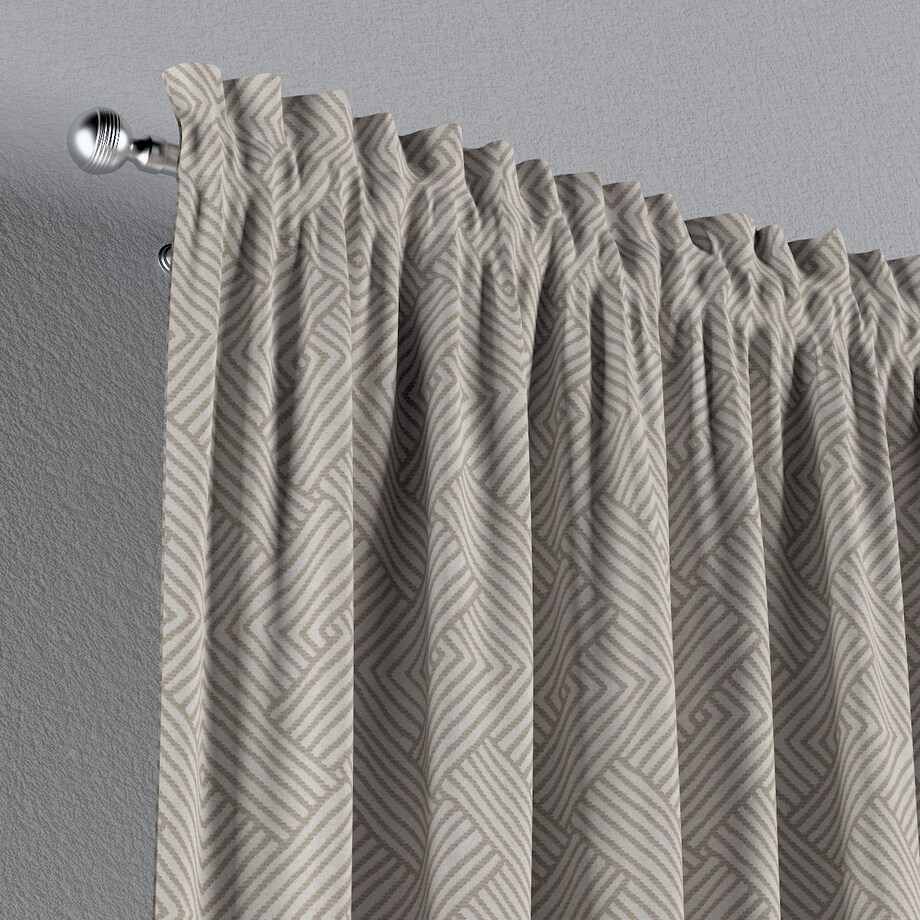 Zasłona na kanale z grzywką 1 szt. 130x245 beżowo-kremowe geometryczne wzory