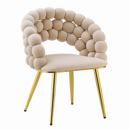 Krzesło beżowe z bąbelkowym oparciem, ze złotymi nogami Bubble