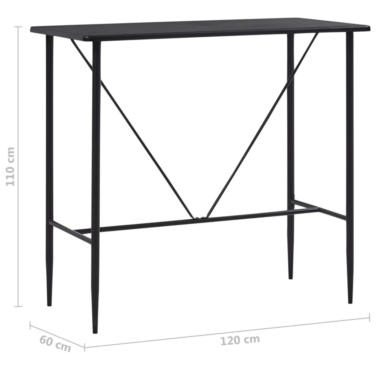 vidaXL Stolik barowy, czarny, 120 x 60 x 110 cm, MDF