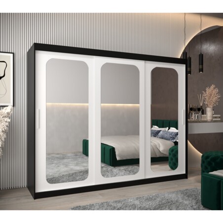 Szafa przesuwna Garderoba PROMO T3 250 czarny/biały