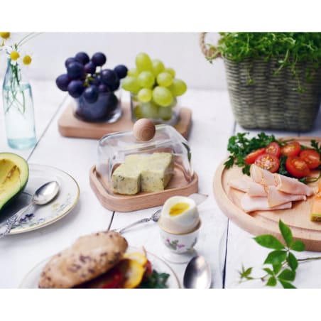 Maselniczka maselnica Drewniana Pojemnik na masło ze Szklana Pokrywką 13,5