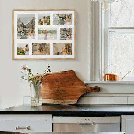 Ramka na zdjęcia 3x 10x10 4x 10x15 1x 15x21 dębowa galeria na 8 zdjęć ramka 40x50 cm FRAMAI