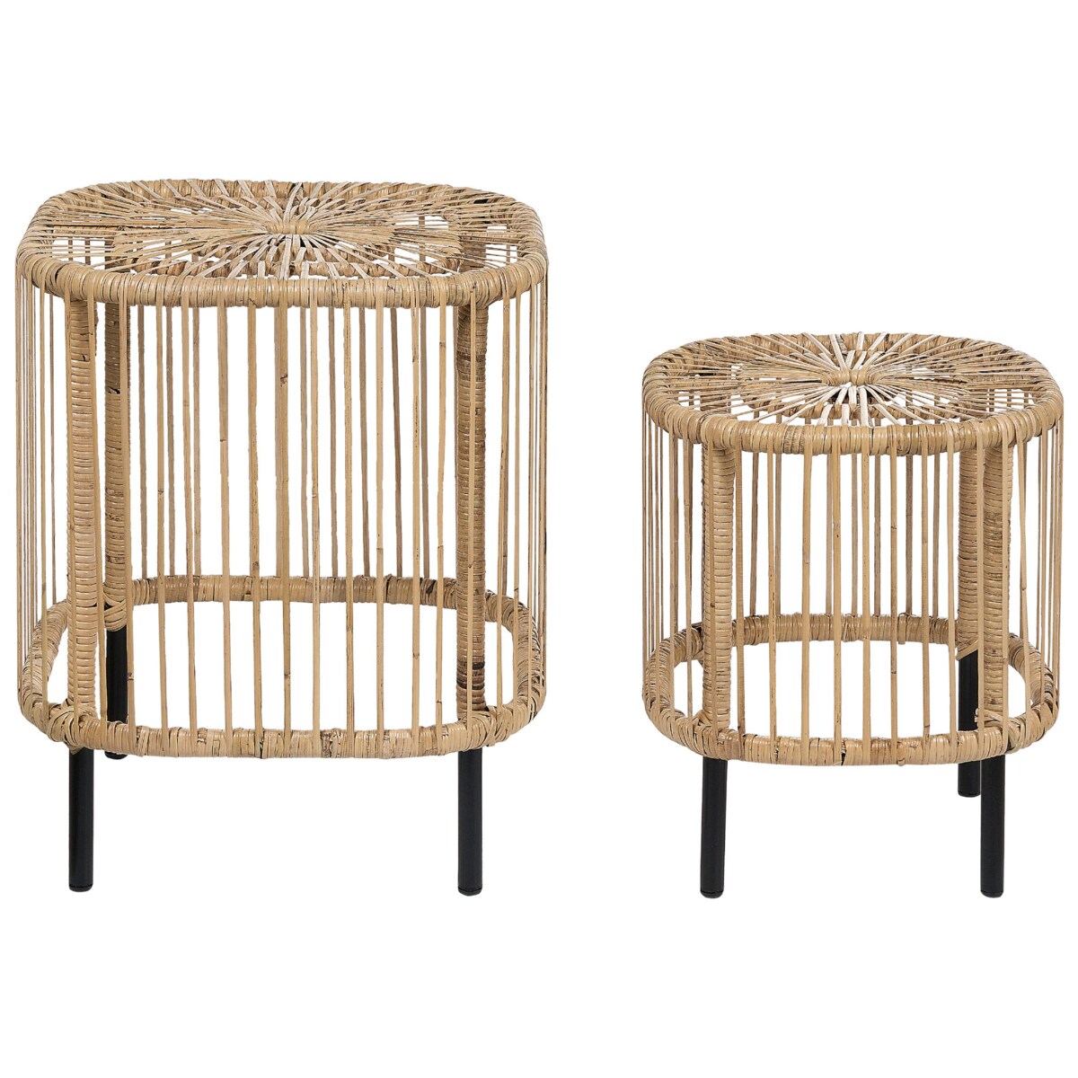 Zestaw 2 stolików ogrodowych rattanowy naturalny CESENATICO