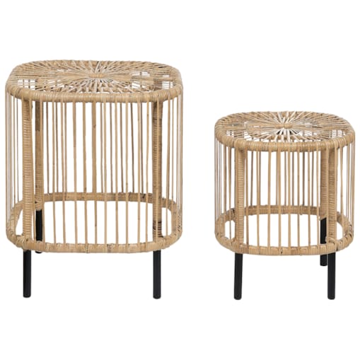 Zestaw 2 stolików ogrodowych rattanowy naturalny CESENATICO