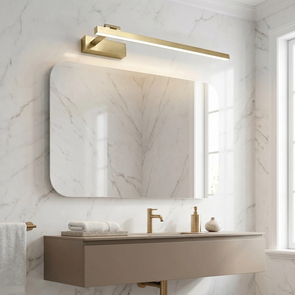 Kinkiet Swe032-1W 60Cm Led Złoty Szczotkowany, Metal, Tworzywo Sztuczne