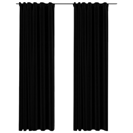 vidaXL Zasłony stylizowane na lniane, 2 szt., czarne, 140x225 cm