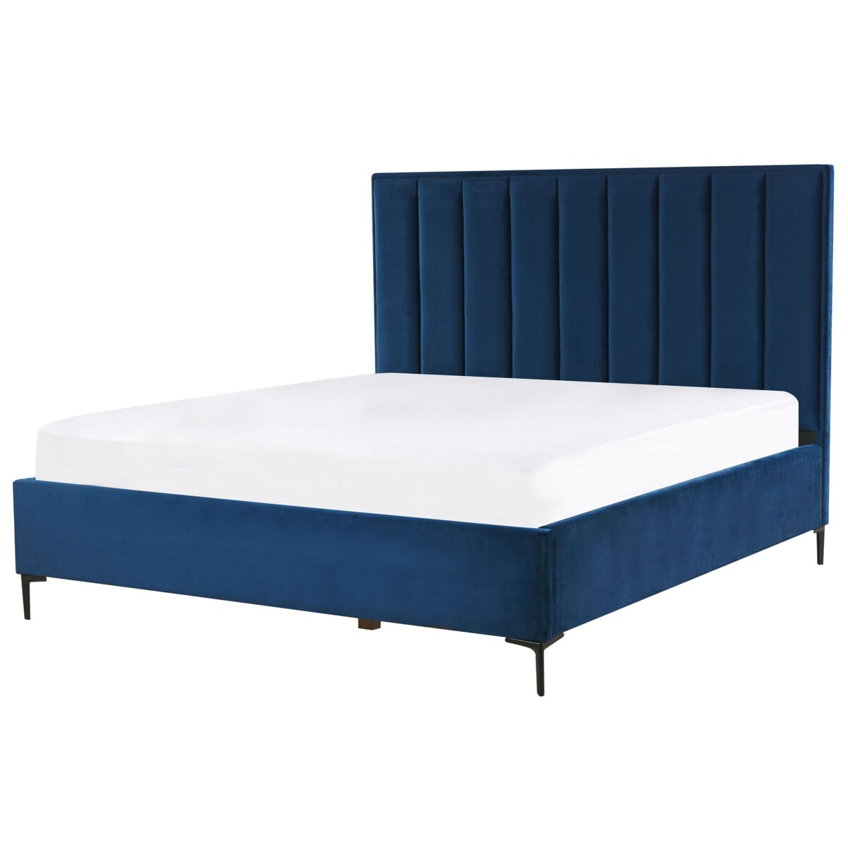 Łóżko z pojemnikiem Welur SEZANNE 180 x 200 cm Granatowy