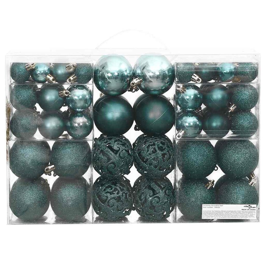 vidaXL Bombki świąteczne, 100 szt., zielone, 3/4/6 cm