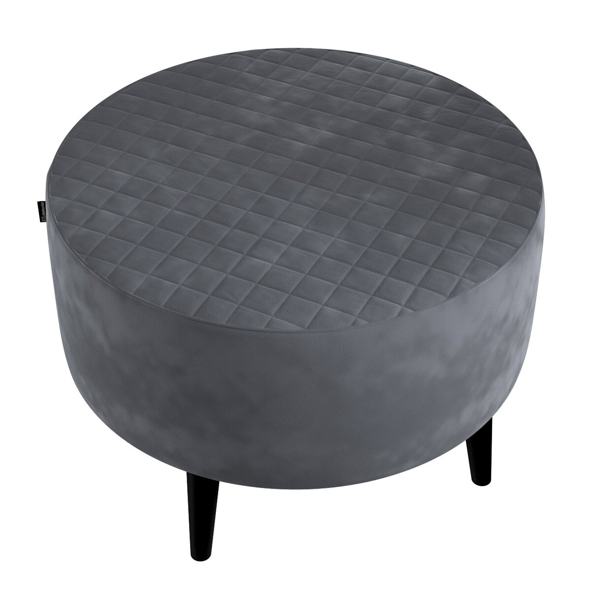 Podnóżek okrągły pikowany, grafitowy szary, Ø60 x 40 cm, Velvet