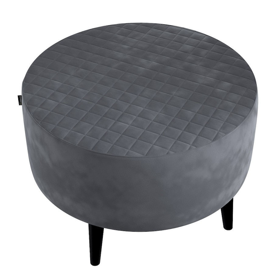 Podnóżek okrągły pikowany, grafitowy szary, Ø60 x 40 cm, Velvet