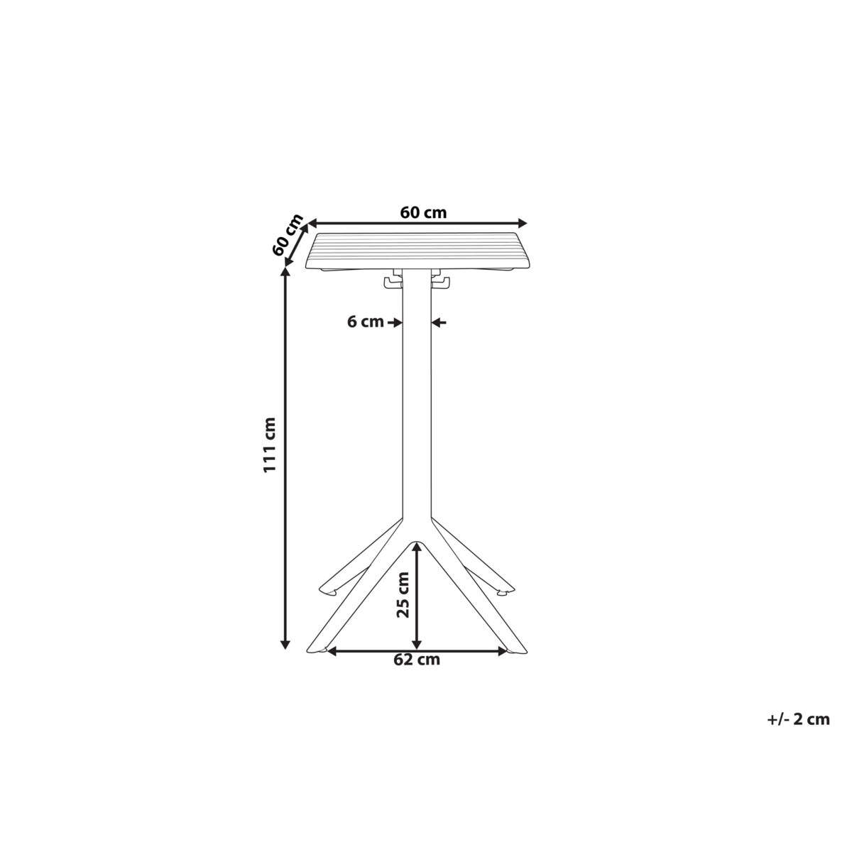Stolik ogrodowy barowy LEMNOS 60 cm 60 cm Czarny