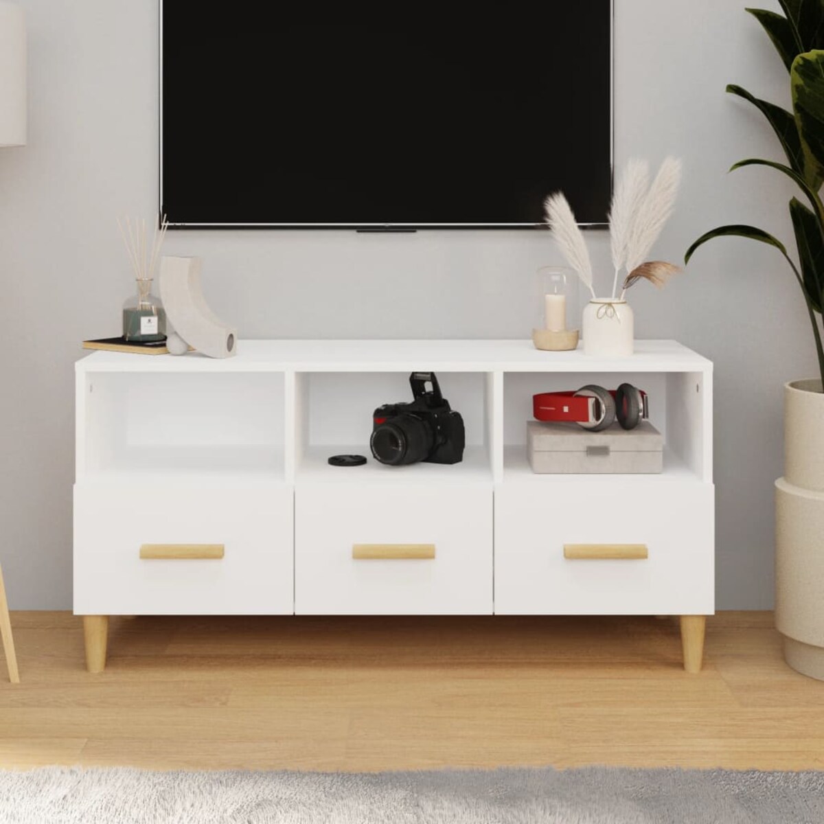 vidaXL Szafka pod TV, biała, 102x36x50 cm, materiał drewnopochodny