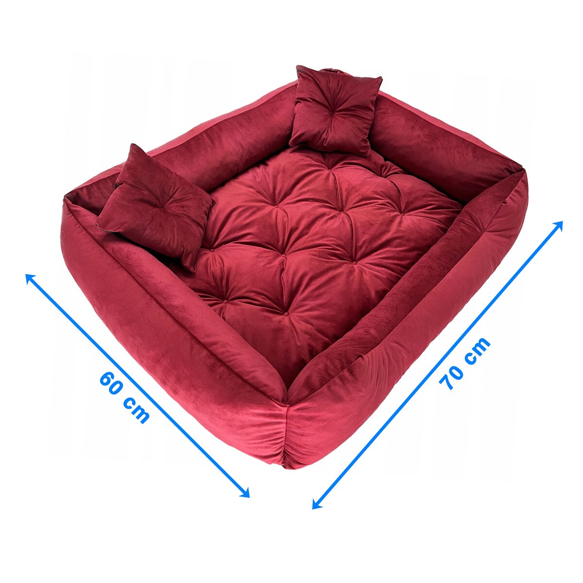 Legowisko Dla Psa Kanapa Posłanie Welurowe 70X60 Cm Pikowane Prestiżowe Czerwone