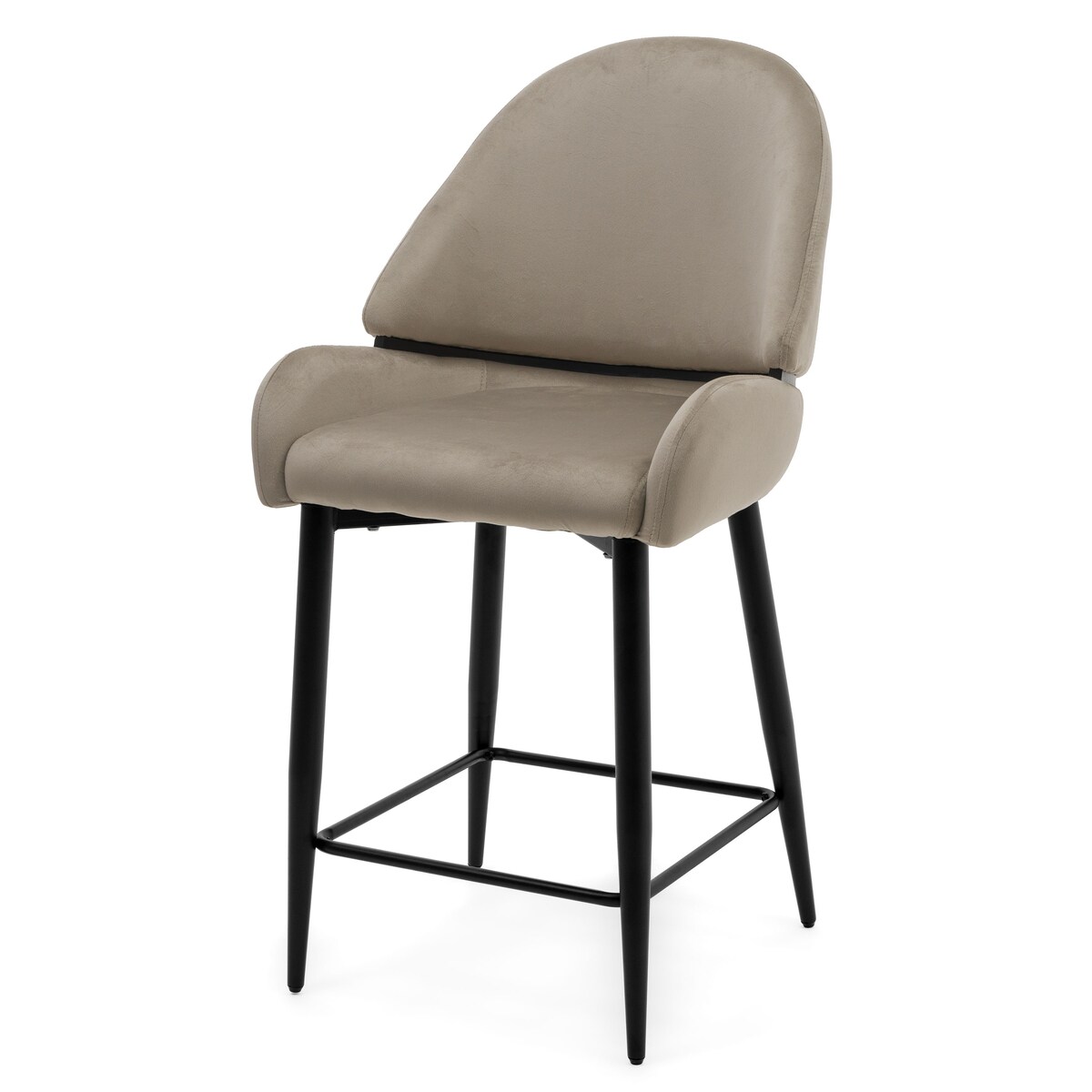 Hoker tapicerowany welurowy do salonu BERGAMO ciemnobeżowy